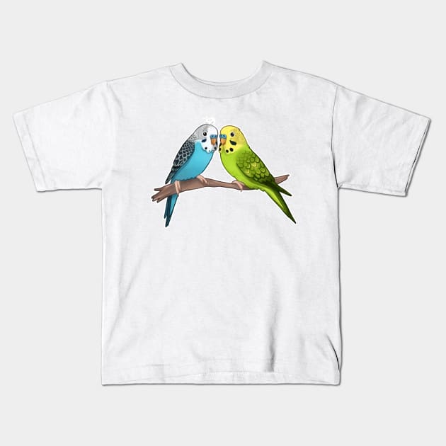 Cute Budgies Kids T-Shirt by merue